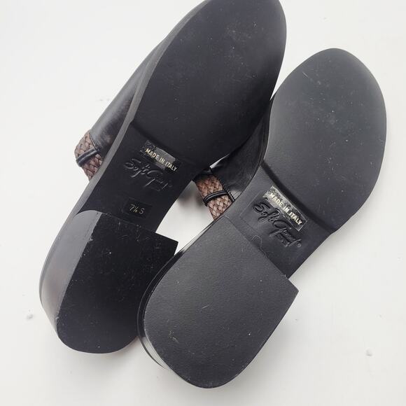 Sesto Meucci Womens 7 1/2M Black Leather Open Toe Slide Sandals Italy Woven - Picture 9 of 11